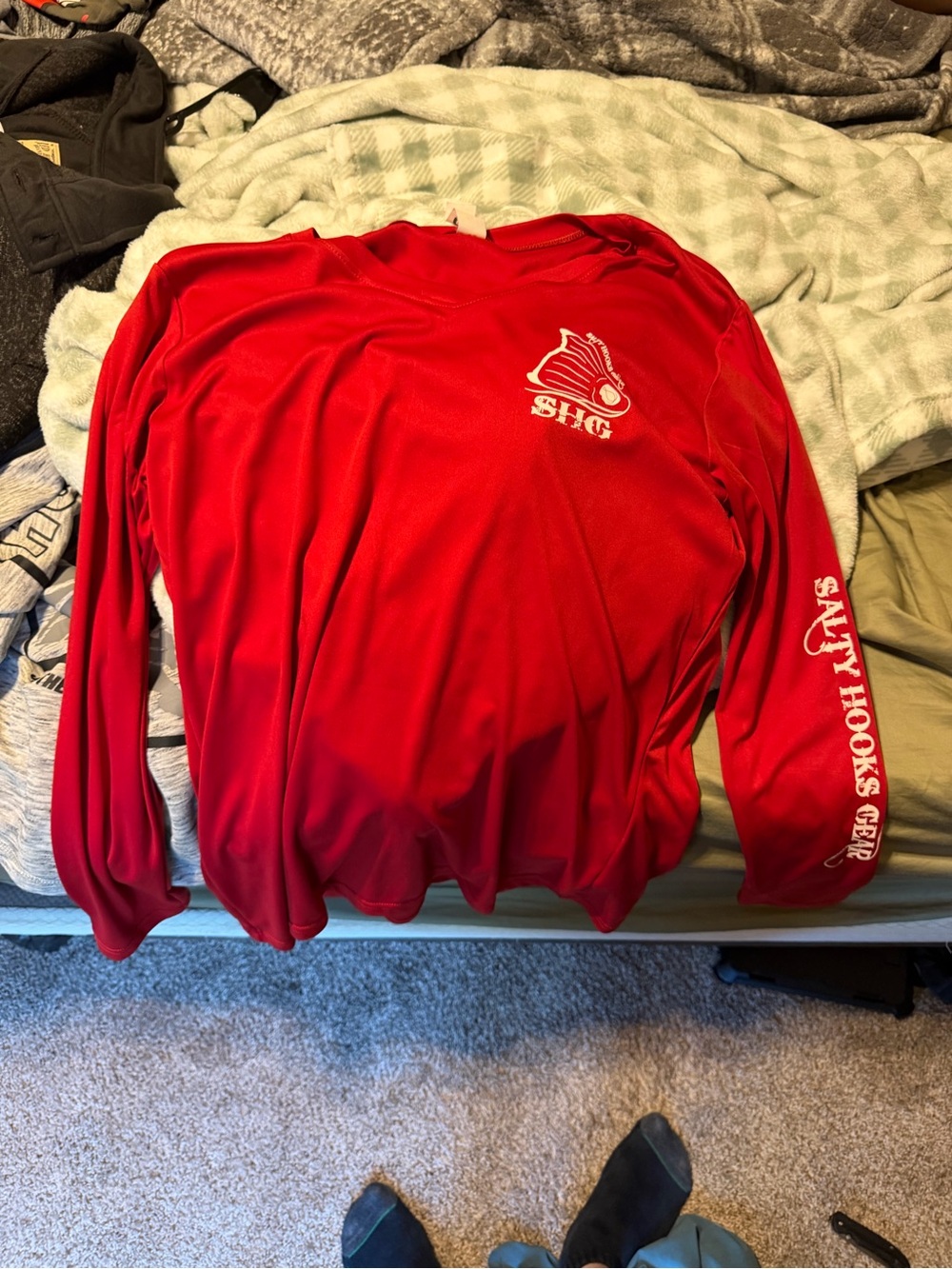 Salty Crew Red Long Sleeve Tee with White Logo